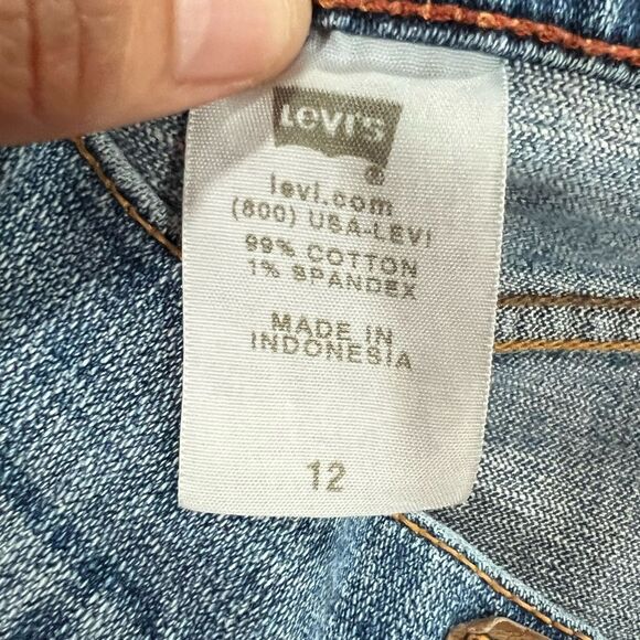 Levi's Jeans Denim Medium Blue Wash Skirt Western Country Festival Raw Hem Sz 12 - Picture 9 of 10